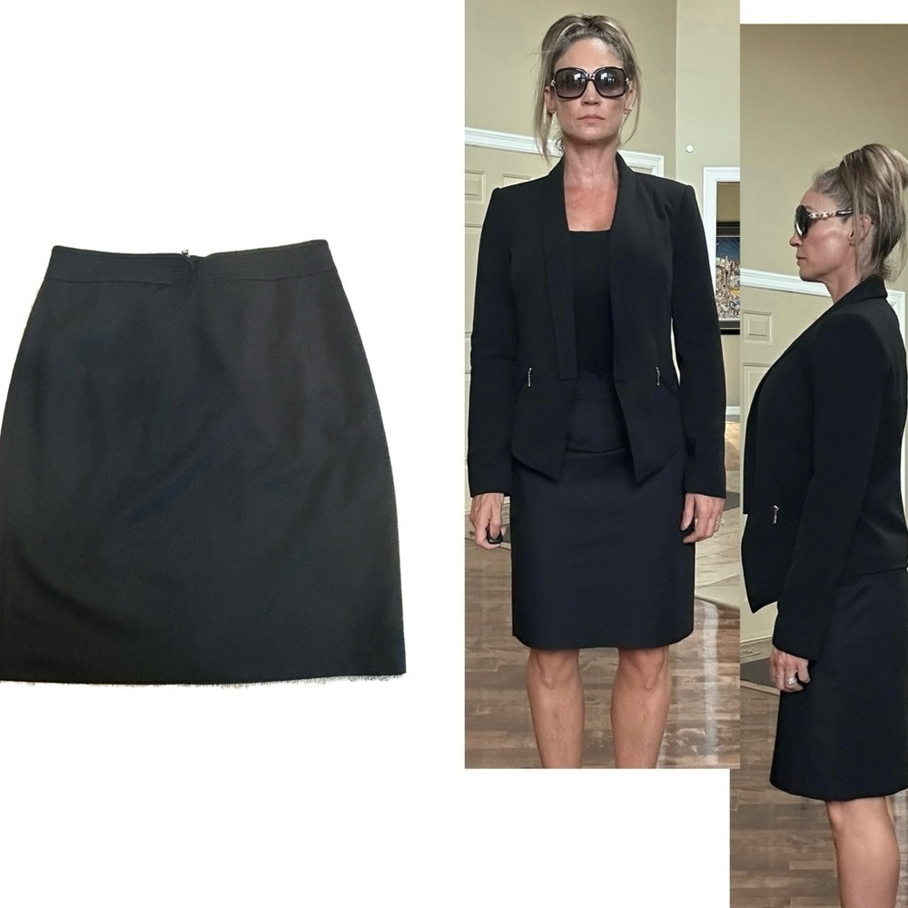 Elie Tahari black straight pencil skirt professional career business office 8